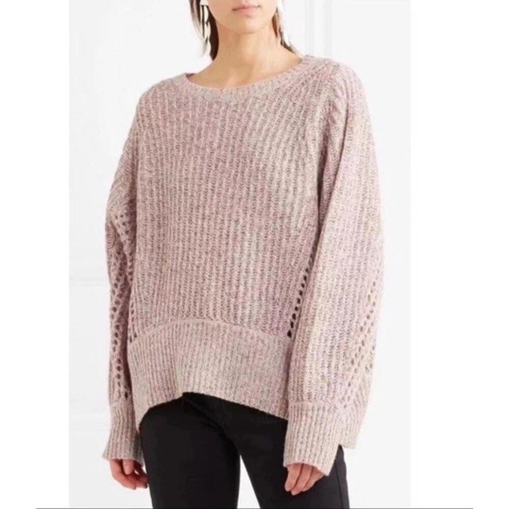 Rag & Bone Athena Sweater XS Cashmere Oversized Knit Pullover Tan Cream Metallic